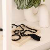 Ambarya black obsidian handmade mala bead necklace and bracelet set
