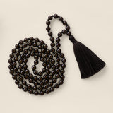Ambarya black obsidian handmade mala bead necklace
