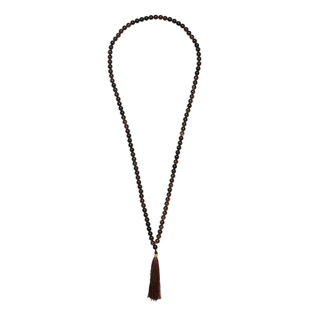 Ambarya Release - Smoky Quartz Mala Bead necklace on white background