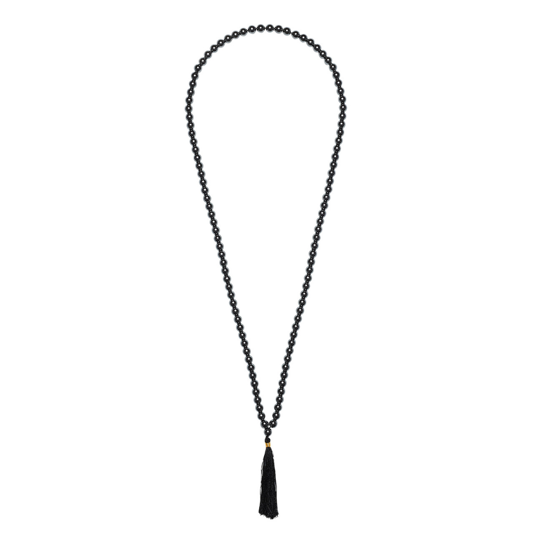 Ambarya Strength - Hematite Mala Bead necklace on white background