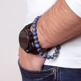Man wearing Wisdom - Lapis Lazuli Mala Bead Bracelet
