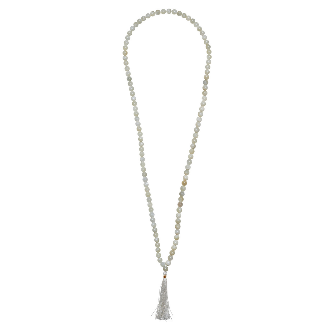 Ambaryra New Beginnings - Moonstone Mala Bead necklace on white background