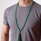 Man wearing Ambarya Good Luck - Green Aventurine crystal Mala Bead Necklace