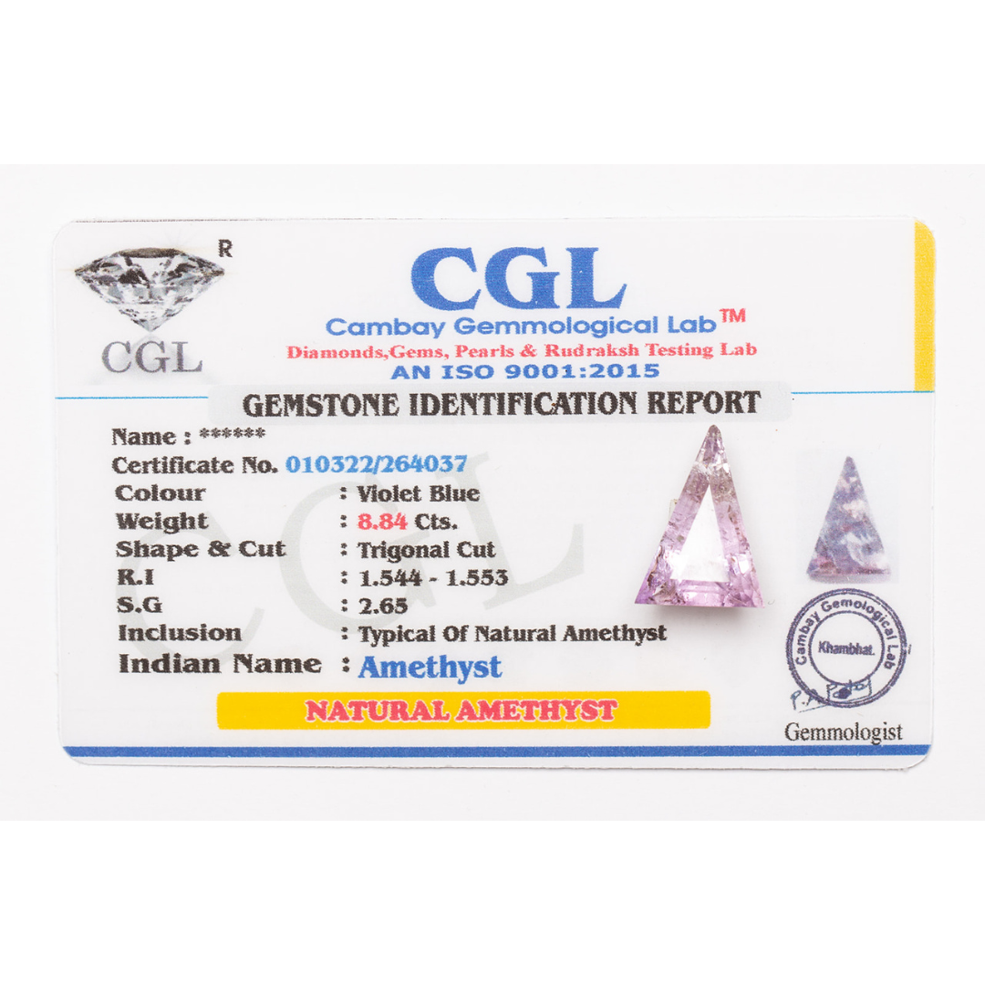 Amethyst gemstone identification report card