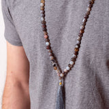 Man wearing Acceptance - Botswana Agate crystal Mala Bead Set