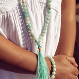 Close up of Ambarya Hope - Amazonite Mala Bead Set