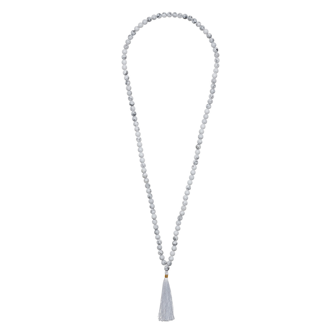 Ambarya Patience - Howlite Mala Bead Necklace on white background