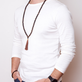 Man wearing Ambarya Release - Smoky Quartz Mala Bead Necklace