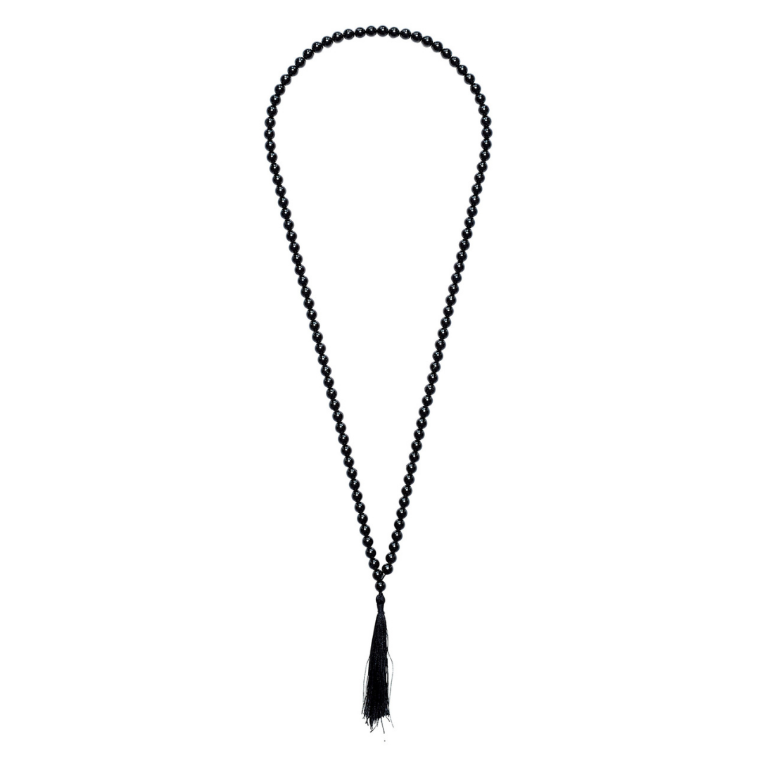 Black Tourmaline crystal Mala Bead necklace