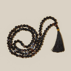 Ambarya Natural Black Agate Mala Bead Necklace