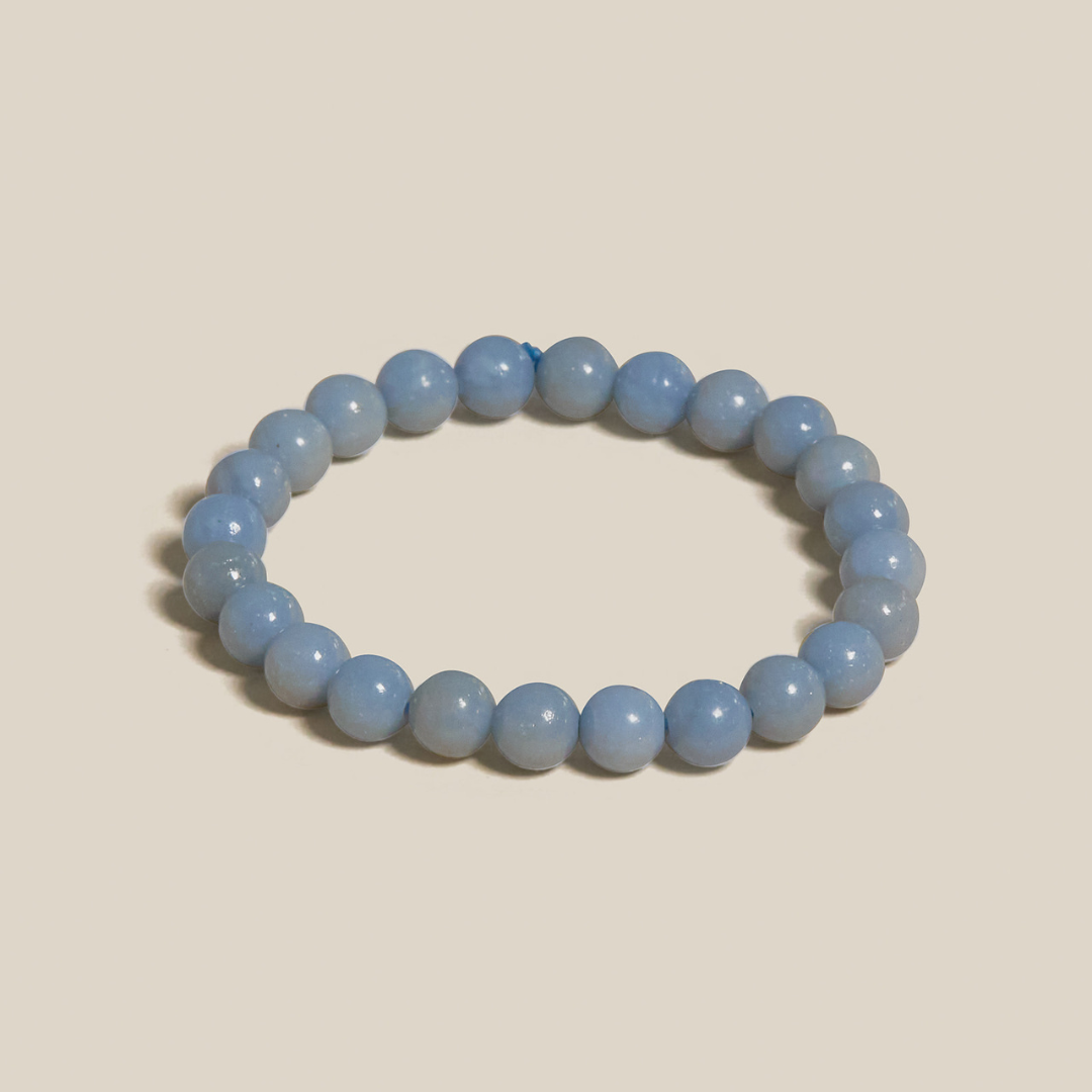 Ambarya Natural Angelite Mala Bead Bracelet