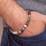 Man wearing Acceptance - Botswana Agate crystal Mala Bead Set