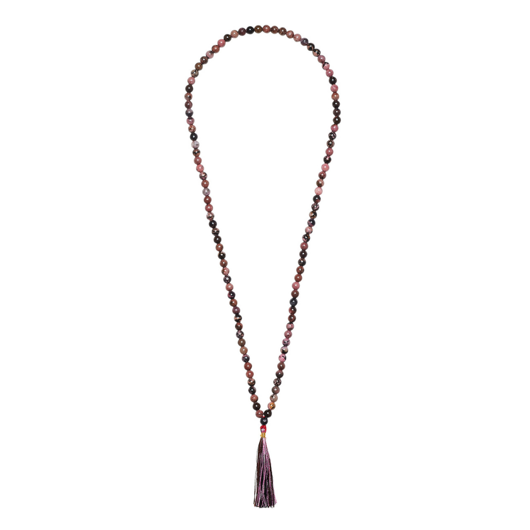 Ambarya Emotional Balance - Rhondonite Mala Bead Necklace on white background